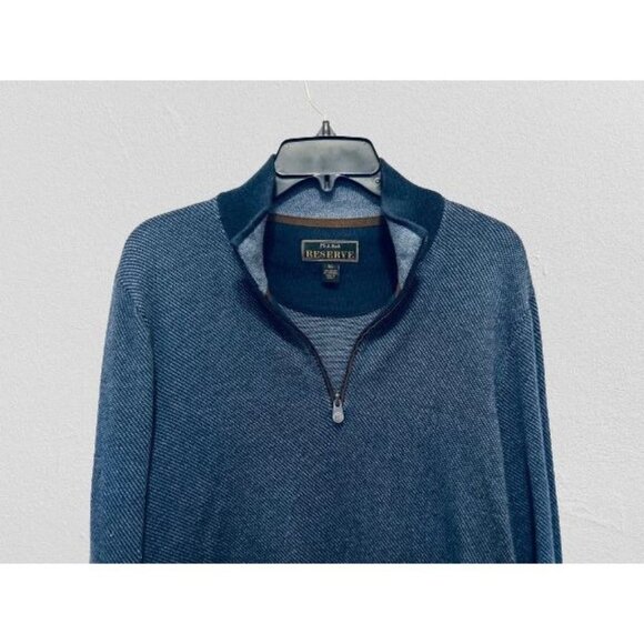 Jos A Bank Reserve 1/4 Zip Pullover Cotton/Cashmere Blue Sweater Size XLarge - Picture 2 of 8